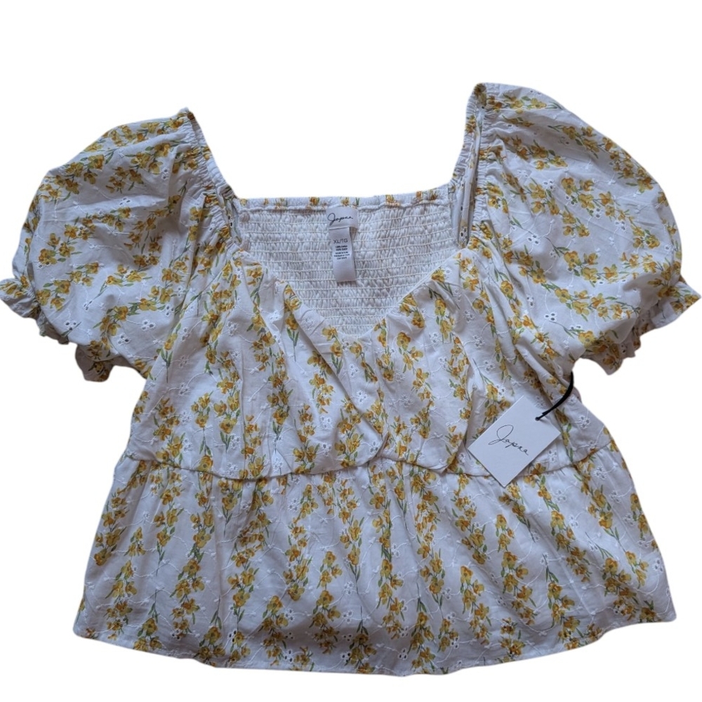 White and Yellow Floral Blouse